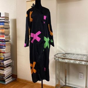 VINTAGE 100% silk belted Postmodern Dress S